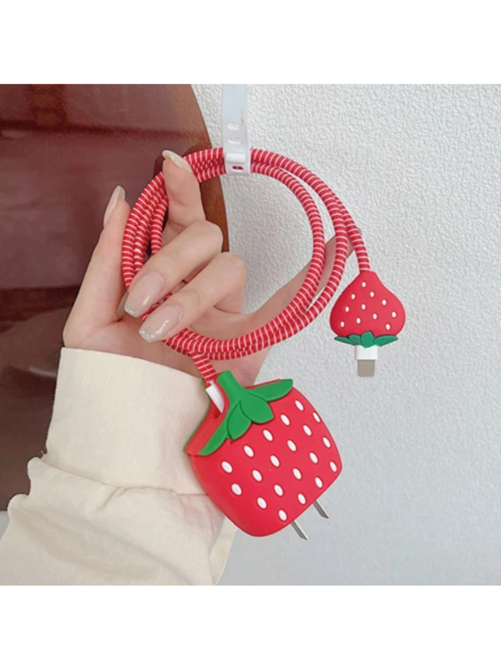 Strawberry iPhone Charger Cover Cable Protectors P04